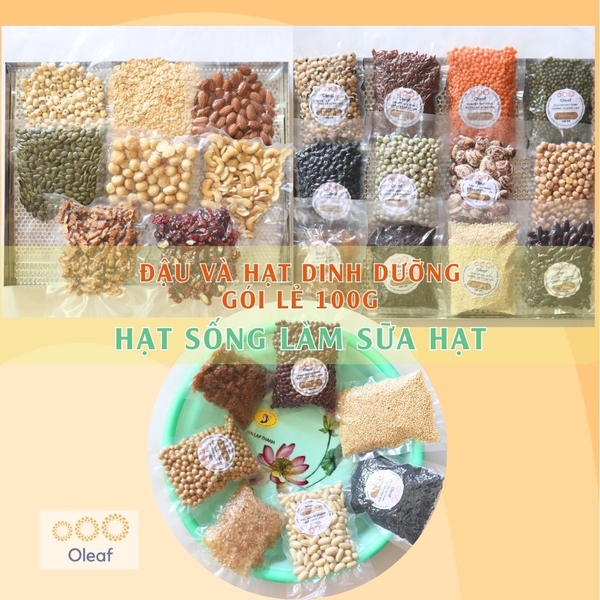 Đậu Và Hạt Dinh Dưỡng Sống Làm Sữa Hạt - 100gram Gói Lẻ Hạt Sống - Ăn Kiêng Giảm Cân, Tốt Cho Sức Khỏe - OLEAF