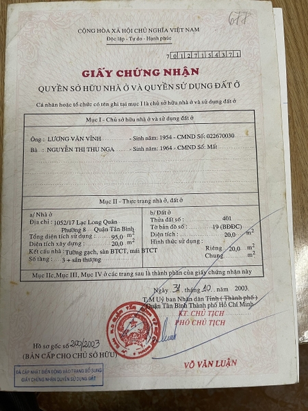 BÁN NHÀ HẺM 1052 LẠC LONG QUÂN, PHƯỜNG 8, QUẬN TÂN BÌNH