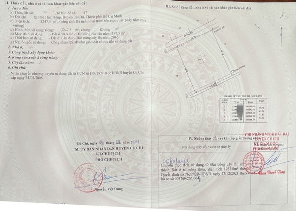 BÁN ĐẤT XÃ PHÚ HOÀ ĐÔNG, HUYỆN CỦ CHI