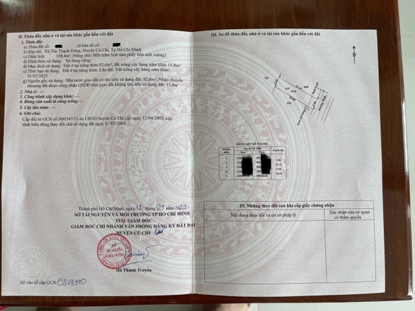 BÁN ĐẤT MẶT TIỀN ĐƯỜNG NHỰA, XÃ TÂN THẠNH ĐÔNG, HUYỆN CỦ CHI