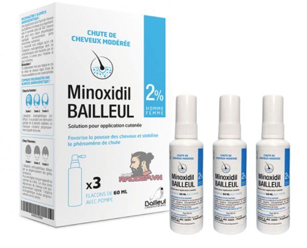 Xịt mọc tóc Minoxidil Bailleul Pháp - 60ml x 3