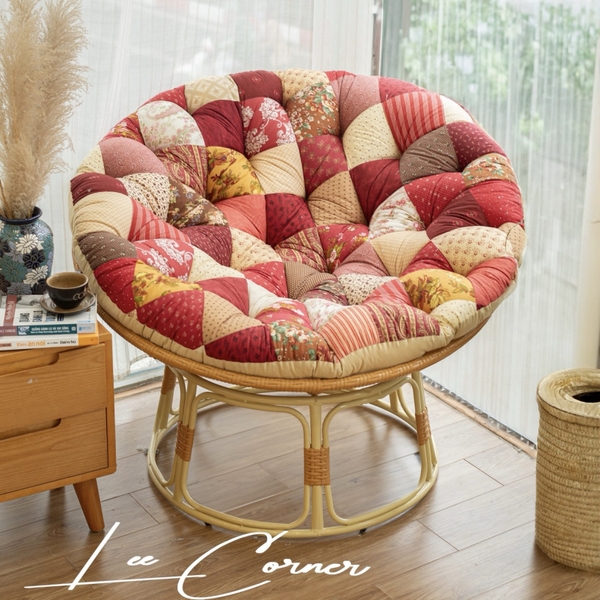Chăn ghép vải, chăn quilt, ghế papasan