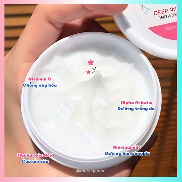 Thành phần và công dụng kem dưỡng trắng da body Alpha Arbutin
