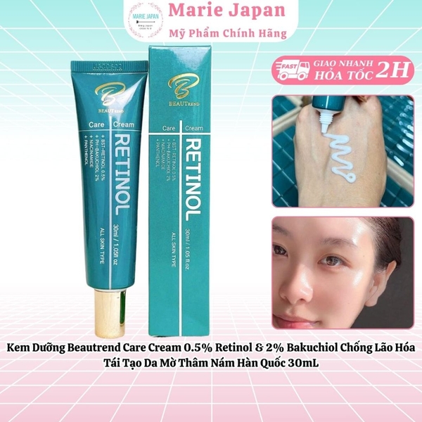 Kem Dưỡng Beautrend 0.5% Retinol & 2% Bakuchiol Chống Lão Hóa Tái Tạo Da Mờ Thâm Nám Hàn Quốc 30mL