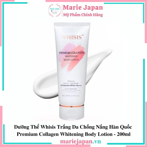 Dưỡng Thể Whisis Ban Ngày Premium Collagen Whitening UV SPF50 Tuýp 200ml