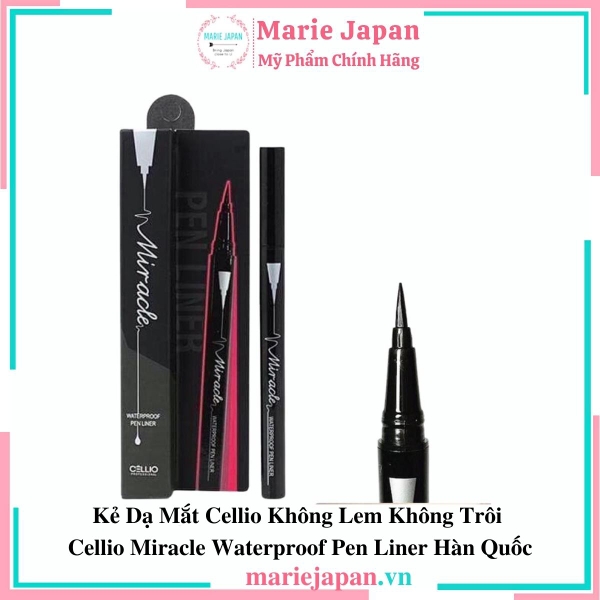 Bút Kẻ Mắt Dạ Cellio Không Lem Trôi Miracle Waterproof Pen Liner