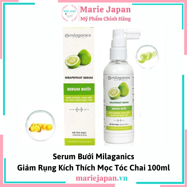 Serum Bưởi Milaganics Giảm Rụng Kích Thích Mọc Tóc - Chai 100ml