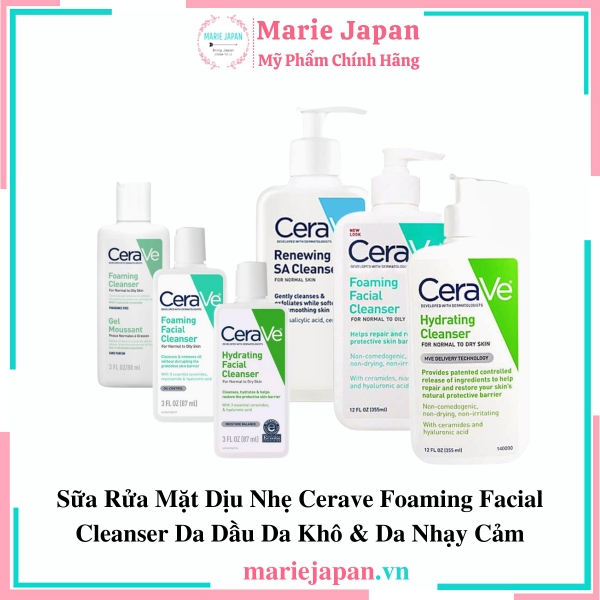 Sữa Rửa Mặt Dịu Nhẹ Cerave Foaming Facial Cleanser Da Dầu Da Khô & Da Nhạy Cảm