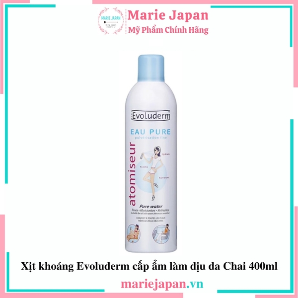 Xịt Khoáng Evoluderm Atomiseur Eau Pure Cấp Ẩm Làm Dịu Da Chai 400ml