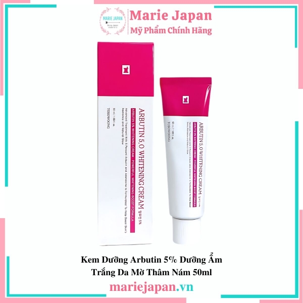 Kem Dưỡng Arbutin 5% Tosowoong Cấp Ẩm Trắng Da Mờ Thâm Nám Hàn Quốc 50ml