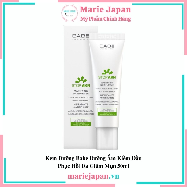Kem Dưỡng Babe Stop AKN Mattifying Moisturiser Dưỡng Ẩm Kiềm Dầu Phục Hồi Da Giảm Mụn 50ml