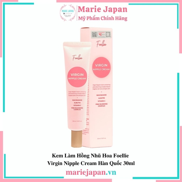 Kem Làm Hồng Nhũ Hoa Foellie Virgin Nipple Cream Hàn Quốc 30ml