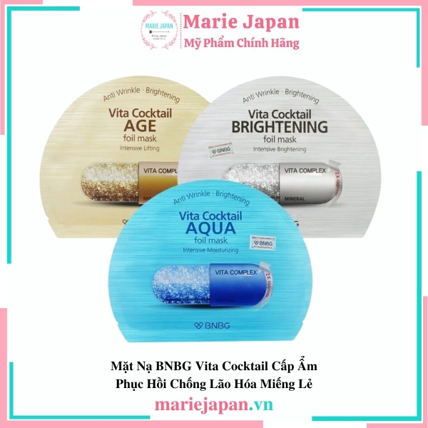 Mặt Nạ BNBG Vita Cocktail Cấp Ẩm Phục Hồi Chống Lão Hóa Miếng Lẻ