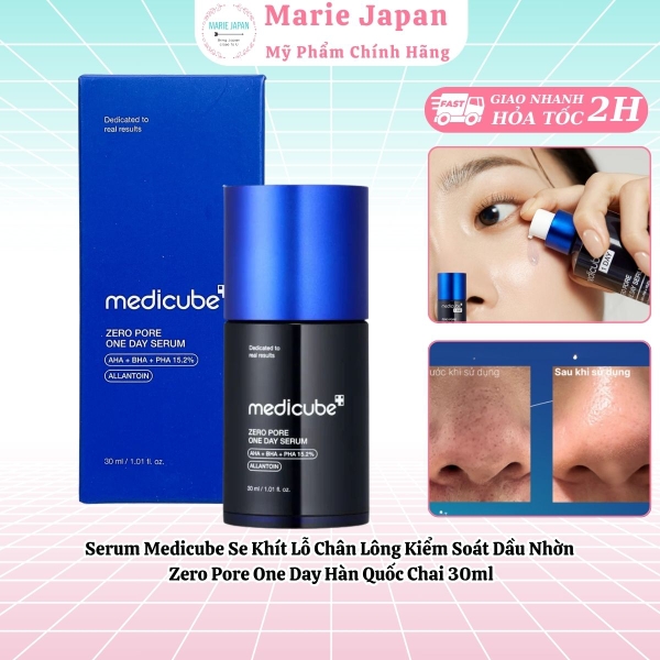 Serum Medicube Se Khít Lỗ Chân Lông Kiểm Soát Dầu Nhờn Zero Pore One Day Hàn Quốc Chai 30ml