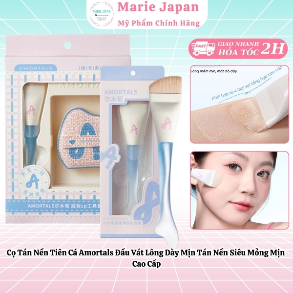 Cọ Tán Nền Tiên Cá Amortals Đầu Vát Lông Dày Mịn Tán Nền Siêu Mỏng Mịn Cao Cấp