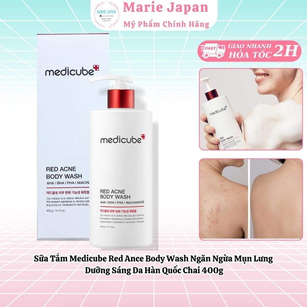 Sữa Tắm Medicube Red Ance Body Wash Ngăn Ngừa Mụn Lưng Dưỡng Sáng Da Hàn Quốc Chai 400g