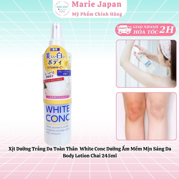 Xịt Dưỡng Trắng Da Toàn Thân  White Conc Dưỡng Ẩm Mềm Mịn Sáng Da Body Lotion Chai 245ml