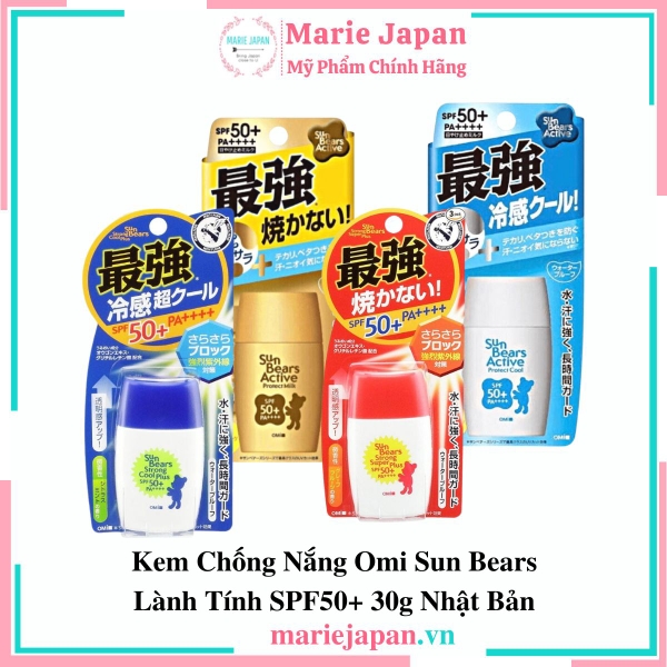 Kem Chống Nắng Omi Sun Bears Strong Super - ĐỎ NHẸ DỊU Lọ 30g