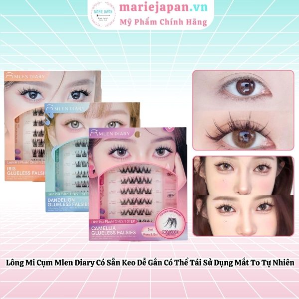 Lông Mi Cụm Mlen Diary Có Sẵn Keo Dễ Gắn Có Thể Tái Sử Dụng Mắt To Tự Nhiên