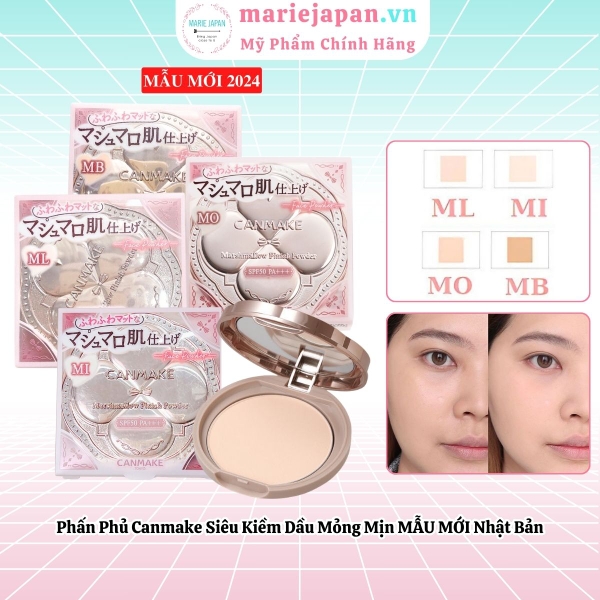 Phấn Phủ Canmake Marshmallow Finish Powder Siêu Kiềm Dầu Mỏng Mịn Chống Nắng MẪU MỚI Nhật Bản