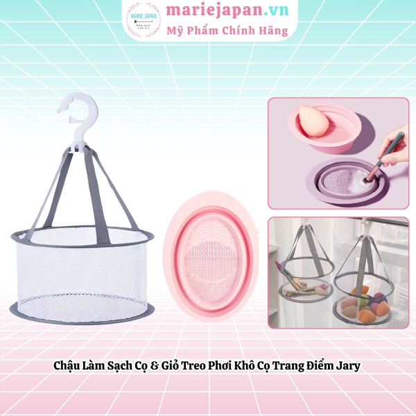 Chậu Làm Sạch Cọ & Giỏ Treo Phơi Khô Cọ Trang Điểm Jary