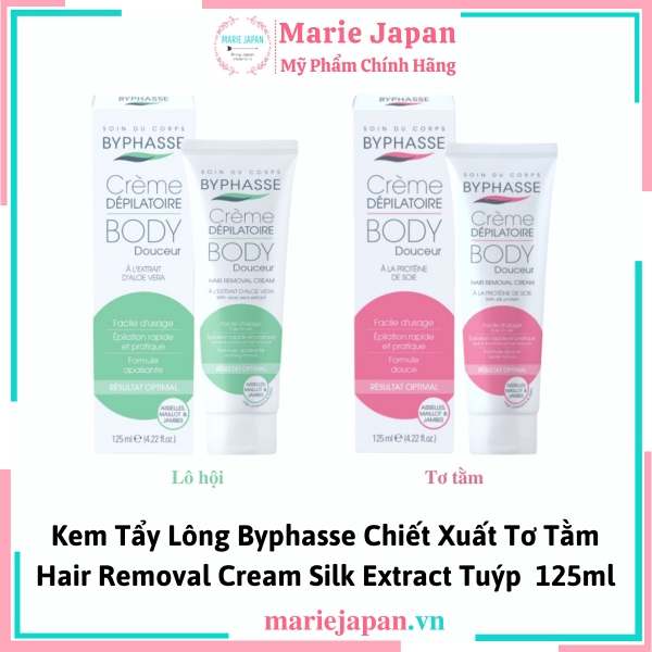 Kem Tẩy Lông Byphasse Hair Removal Silk Extract -  HỒNG TƠ TẰM Tuýp 125ml