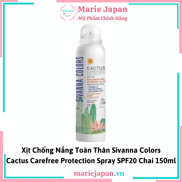 Xịt Chống Nắng Sivanna Colors Cactus Carefree Protection Chai 150ml