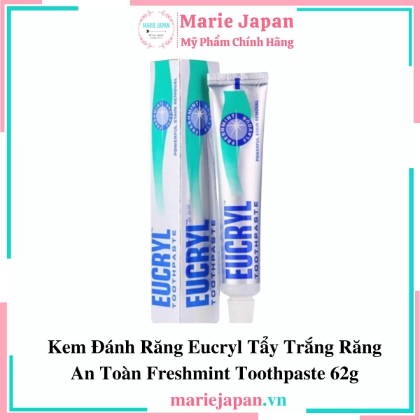 Kem Đánh Răng Eucryl Trắng Răng An Toàn Freshmint Toothpaste 62g