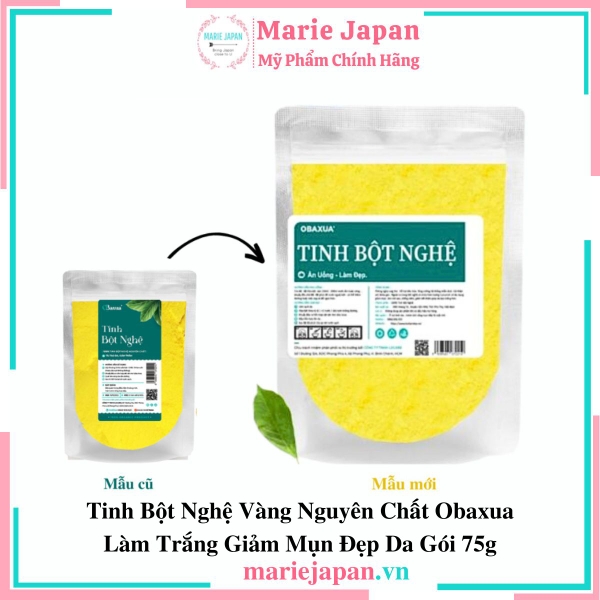 Tinh Bột Nghệ Vàng Nguyên Chất Obaxua Làm Trắng Giảm Mụn Đẹp Da Gói 75g