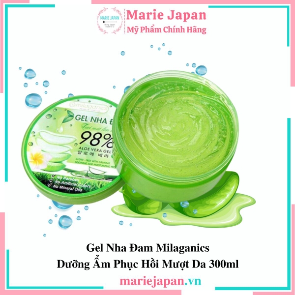 Gel Nha Đam Milaganics Dưỡng Ẩm Phục Hồi Mượt Da 300ml