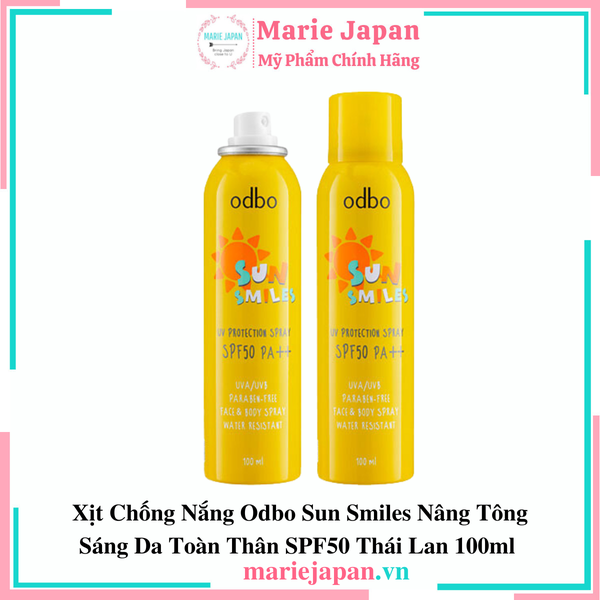 Xịt Chống Nắng Odbo Sun Smiles Nâng Tông Sáng Da Toàn Thân SPF50 Thái Lan 100ml