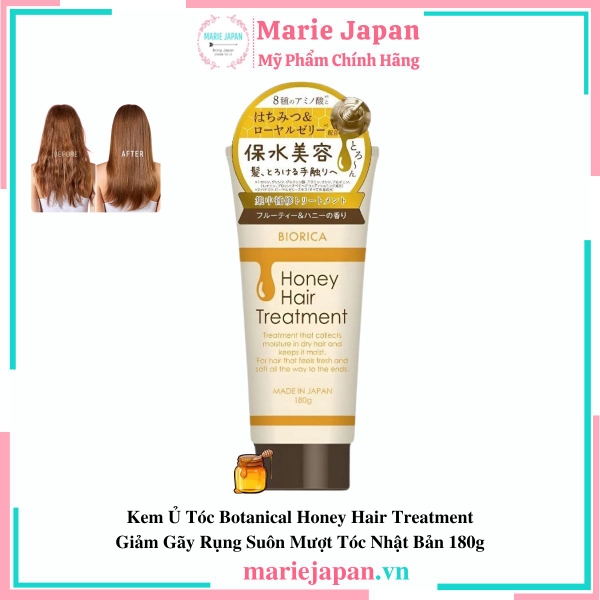 Kem Ủ Tóc Botanical Giảm Gãy Rụng Suôn Mượt Tóc Natural Treatment Honey Hair Treatment Nhật Bản 180g