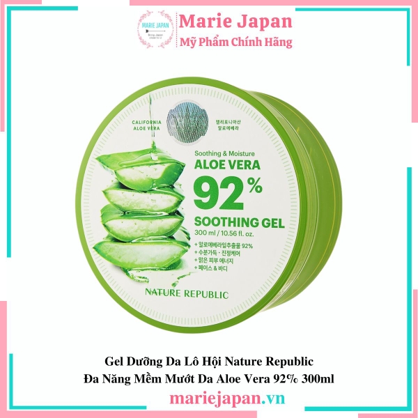 Gel Dưỡng Lô Hội Nature Republic Aloe Vera 92% Soothing Gel Hũ 300ml