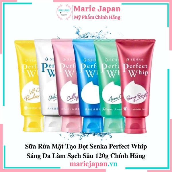 Sữa Rửa Mặt Tạo Bọt Senka Perfect Whip Sáng Da Làm Sạch Sâu 120g Chính Hãng