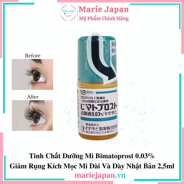 Tinh Chất Dưỡng Mi Bimatoprost 0.03% Giảm Rụng Kích Mọc Mi Dài Và Dày Nhật Bản 2,5ml