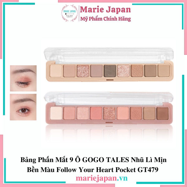 Bảng Phấn Mắt 9 Ô GOGO TALES Nhũ Lì Mịn Bền Màu Follow Your Heart Pocket GT479