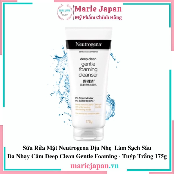 Sữa Rửa Mặt Neutrogena Dịu Nhẹ  Làm Sạch Sâu Da Nhạy Cảm Deep Clean Gentle Foaming - Tuýp Trắng 175g