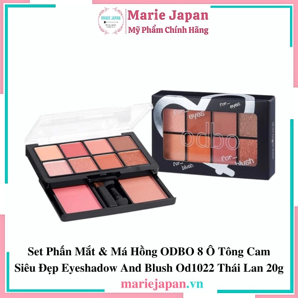 Set Phấn Mắt & Má Hồng ODBO 8 Ô Tông Cam Siêu Đẹp Eyeshadow And Blush Od1022 Thái Lan 20g