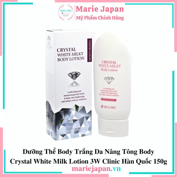 Dưỡng Thể 3W Clinic Crystal White Milky Body Lotion Tuýp 150g