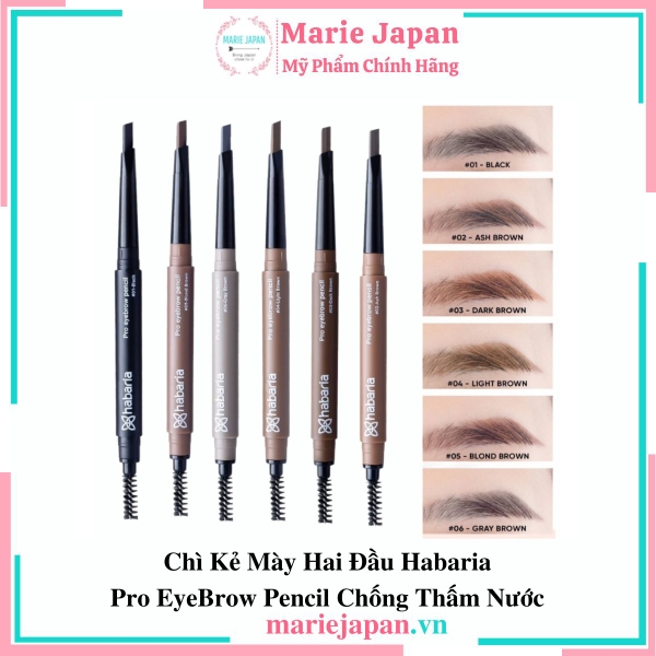 Chì Kẻ Mày Hai Đầu Habaria Pro EyeBrow Pencil Chống Thấm Nước
