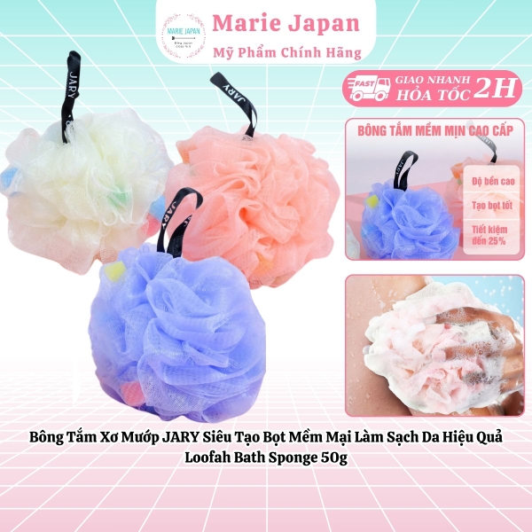 Bông Tắm Xơ Mướp JARY Siêu Tạo Bọt Mềm Mại Làm Sạch Da Hiệu Quả Loofah Bath Sponge 50g