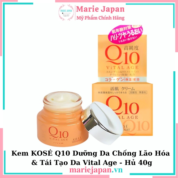 Kem KOSÉ Q10 Dưỡng Da Chống Lão Hóa & Tái Tạo Da Vital Age - Hủ 40g