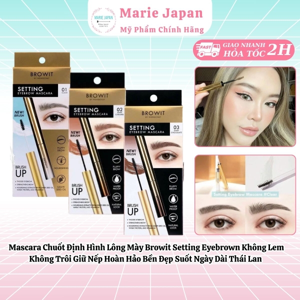 Mascara Chuốt Định Hình Lông Mày Browit Setting Eyebrown Không Lem Không Trôi Giữ Nếp Hoàn Hảo Bền Đẹp Suốt Ngày Dài Thái Lan