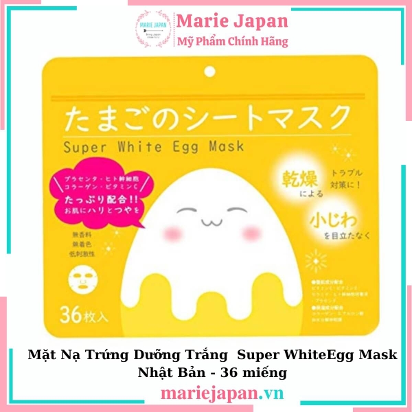 Mặt Nạ Trứng Dưỡng Trắng Super White Egg Mask Nhật Bản - 36 miếng