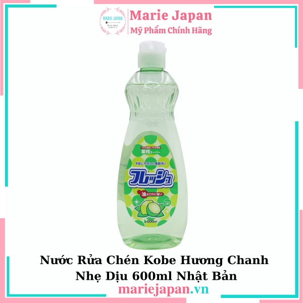 Nước Rửa Chén Kobe Hương Chanh Nhẹ Dịu 600ml Nhật Bản
