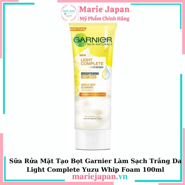 Sữa Rửa Mặt  Garnier Trắng Da Light Complete Yuzu Whip Foam 100ml