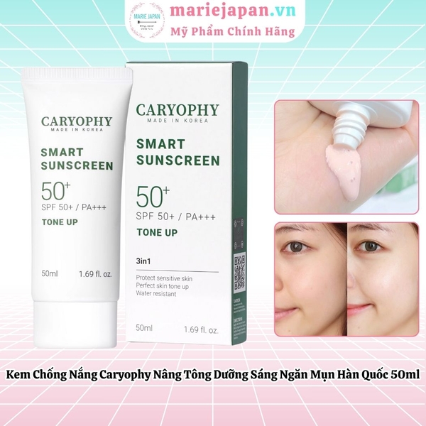 Kem Chống Nắng Caryophy Smart Sunscreen Tone Up Nâng Tông Dưỡng Sáng Ngăn Mụn Hàn Quốc 50ml