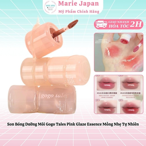 Son Bóng Dưỡng Môi Gogo Tales Pink Glaze Essence – Căng Bóng Môi, Mỏng Nhẹ Tự Nhiên, Dưỡng Ẩm Toàn Diện