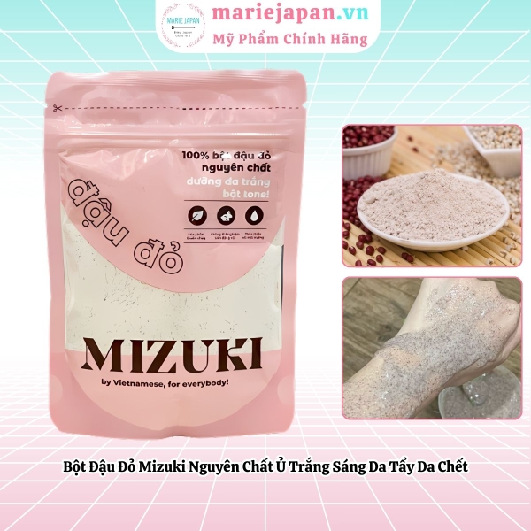 Bột Đậu Đỏ Mizuki Nguyên Chất Ủ Trắng Sáng Da Tẩy Da Chết Se Khít Lỗ Chân Lông