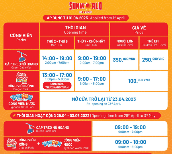 Sunworld Hạ Long Complex – Cập bảng giá tháng 04/2023